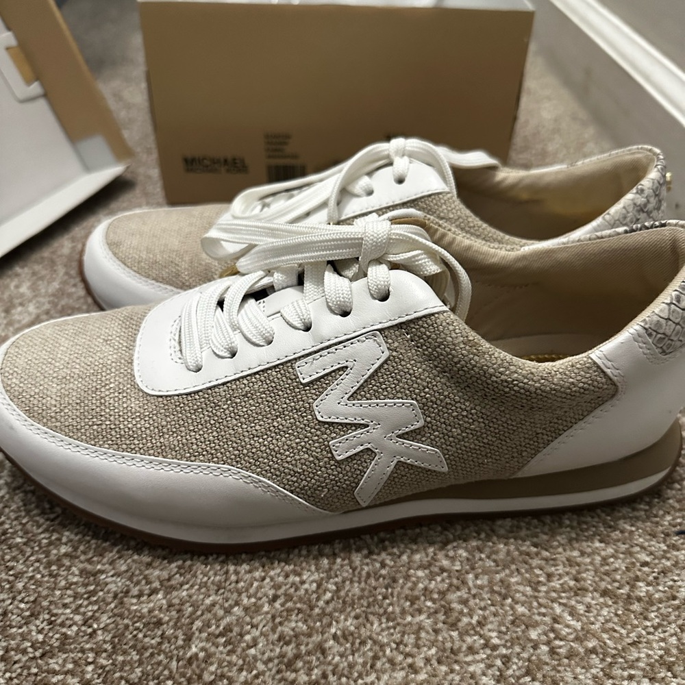 Michael Kors Tan and White Casual Sneakers